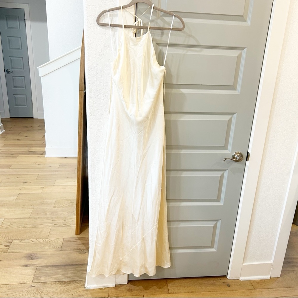 NWT Reformation Jeany Silk Maxi Dress Gown Fior Di Latte - Picture 4 of 7